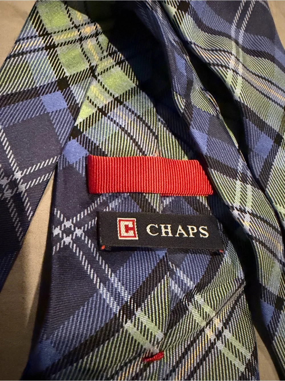 Chaps Blue and Green Plaid Men's Tie